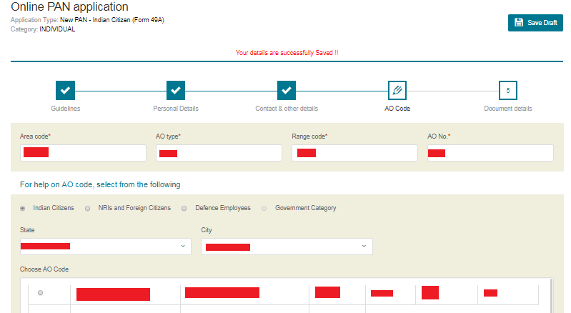 pan card apply step 5