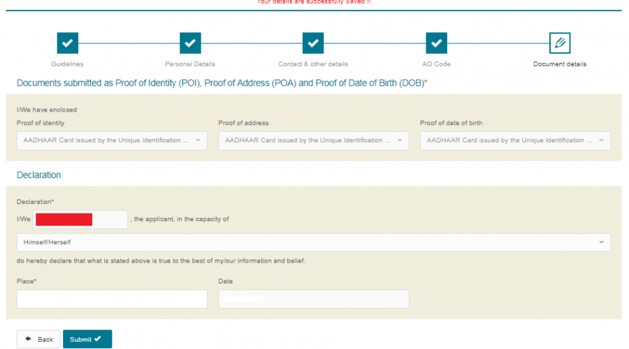 pan card apply step 6